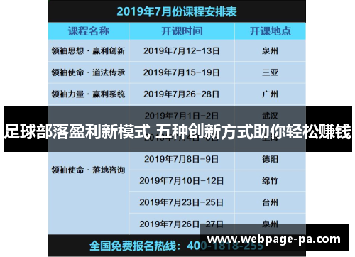足球部落盈利新模式 五种创新方式助你轻松赚钱